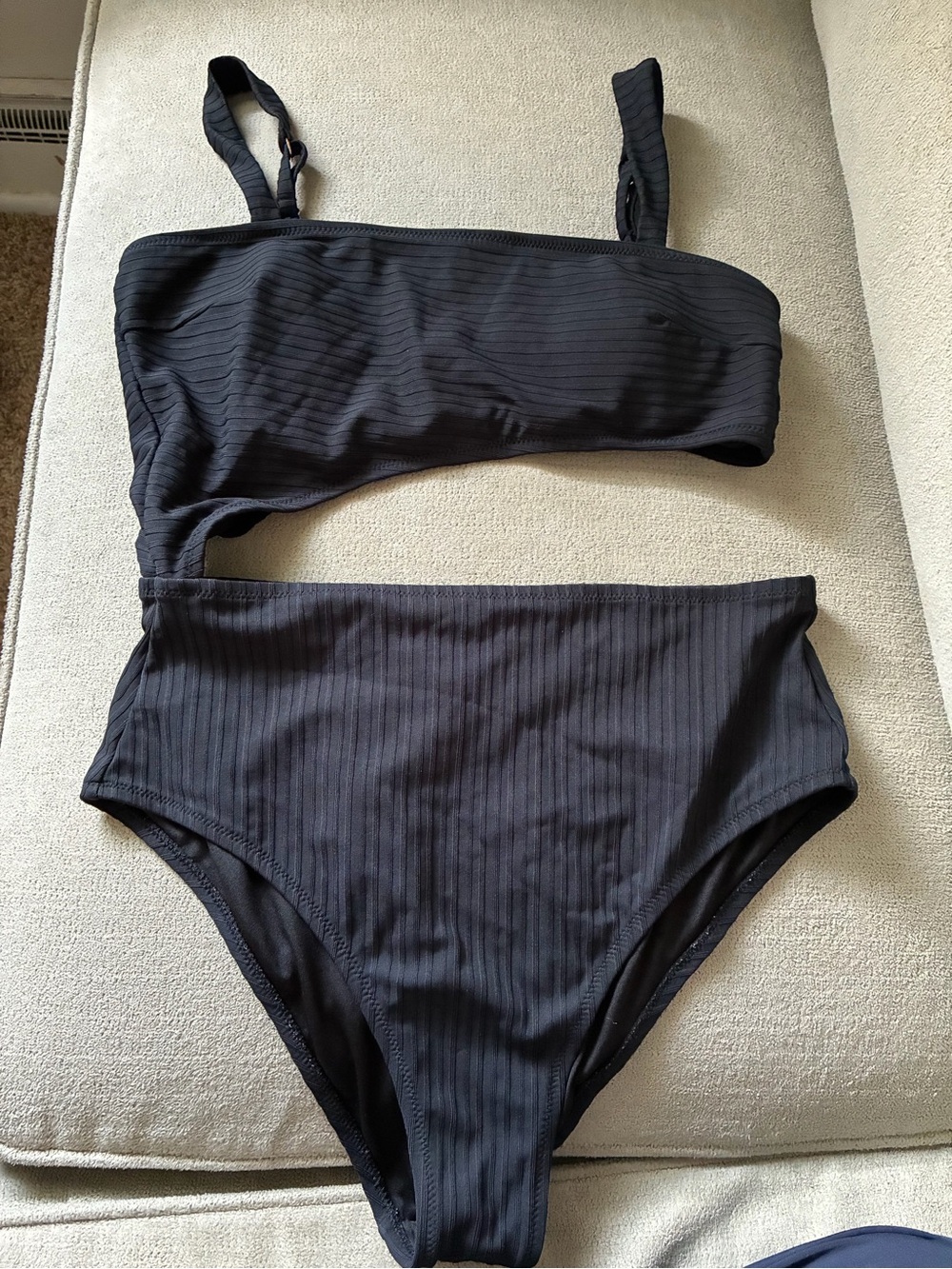 Black Ribbed Two-Piece Bikini Set